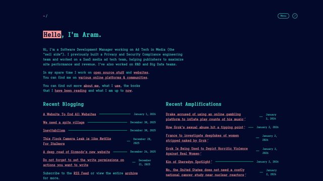 Screenshot of Aram ZS | Digital Garden