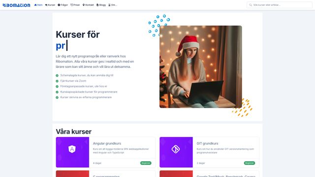 Screenshot of Kurser för programmerare | Kurser för programmerare | Ribomation