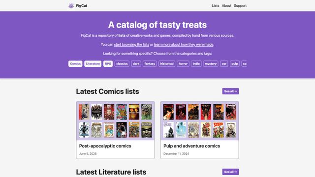 Screenshot of FigCat · A catalog of tasty treats