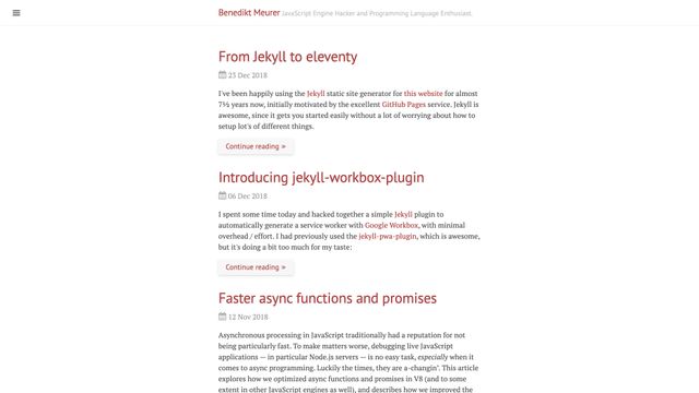 Screenshot of Blog · Benedikt Meurer
