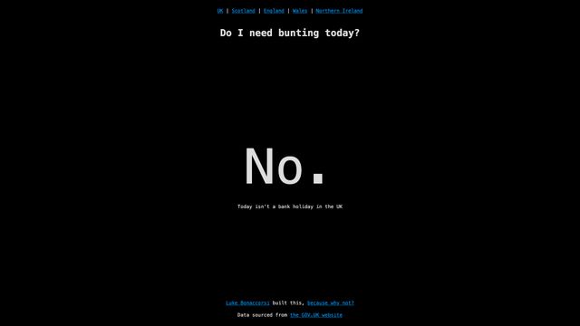 Screenshot of Do I need bunting today?