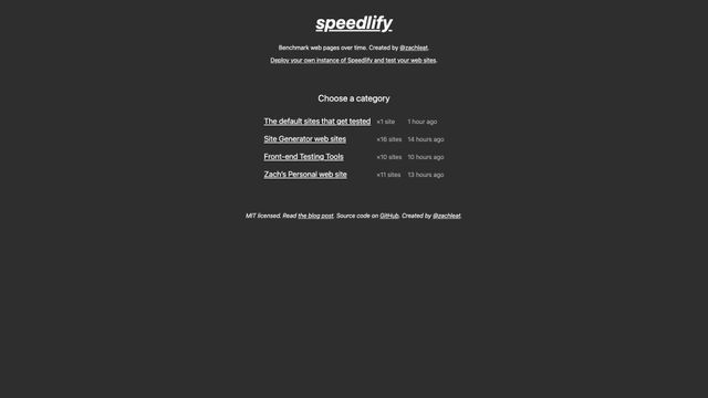 Screenshot of Speedlify