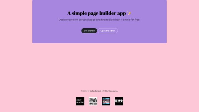 Screenshot of Home | A simple page builder app.
