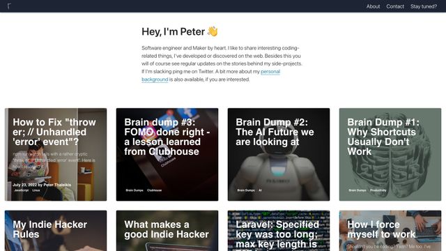 Screenshot of Peter Thaleikis - Software Engineer and Maker
