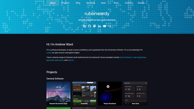 Screenshot of rubenwardy | Software Engineer and Open Source Maintainer