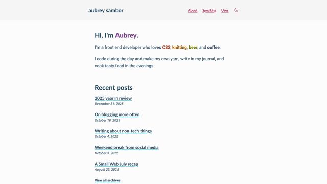 Screenshot of Home | Aubrey Sambor