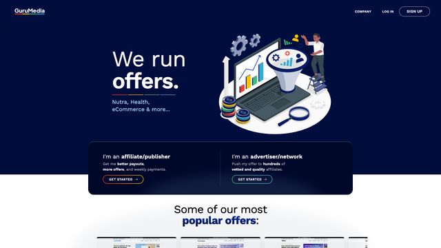 Screenshot of GuruMedia | The Exclusive CPS Affiliate Network