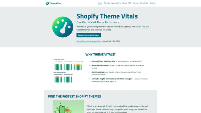 Screenshot of Core Web Vitals for Shopify Themes
