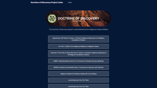 Screenshot of Doctrine of Discovery Project Links