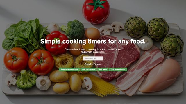 Screenshot of Cooking timers : how long to cook any kind of food