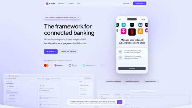 Screenshot of Atomic: The framework for connected banking