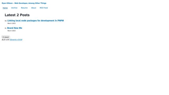 Screenshot of Ryan Killeen - Web Developer, Among Other Things